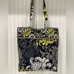 Vera Bradley Tote Bag Baroque Black White Yellow Gray